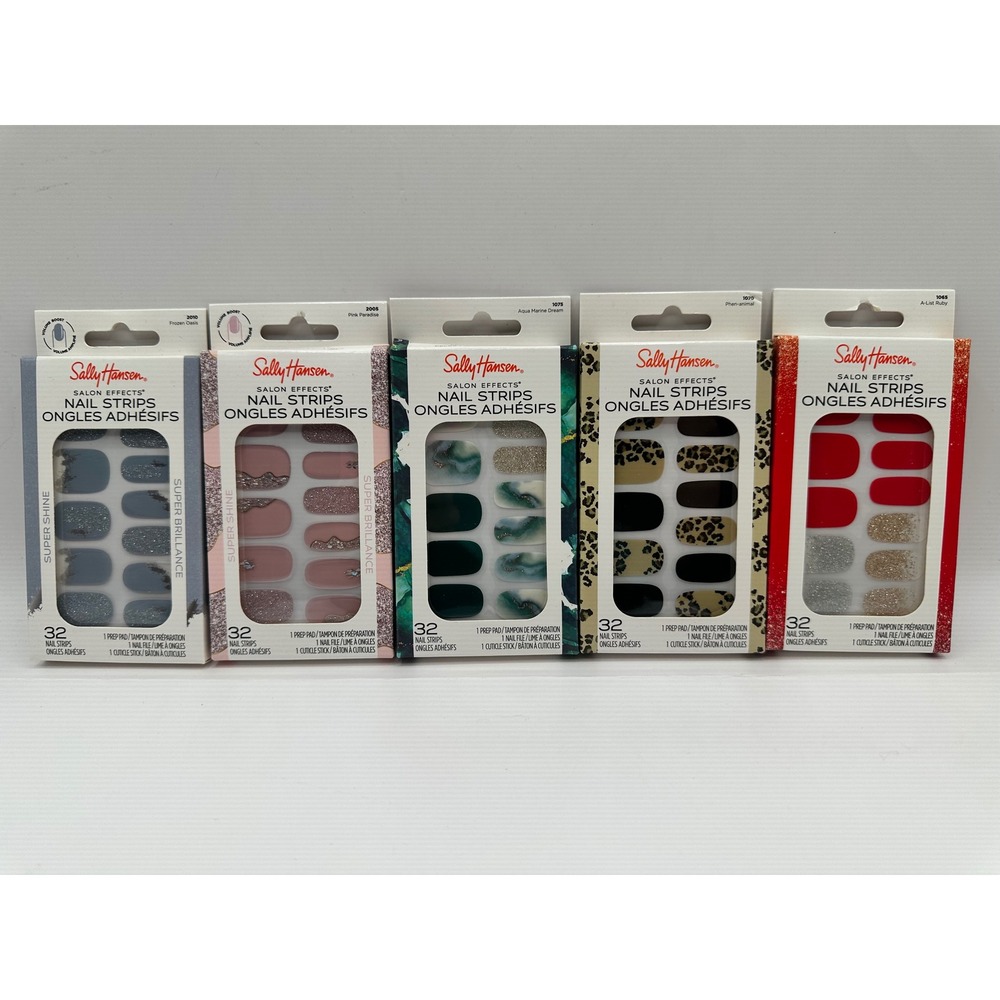 Sally Hansen Salon Effects Nail Strips Lot of 5 sets- 32 Count, Easy Application